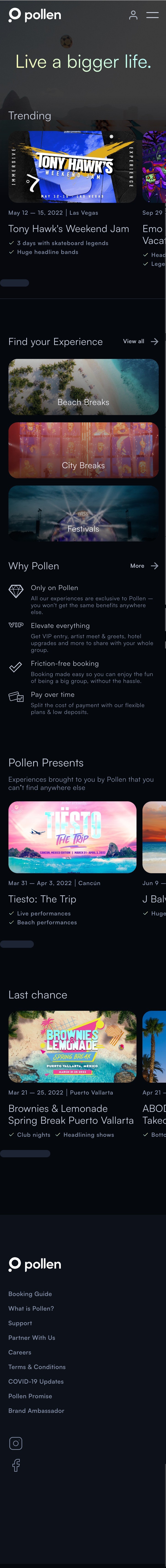Pollen Homepage Re-Design for Conversion screenshot