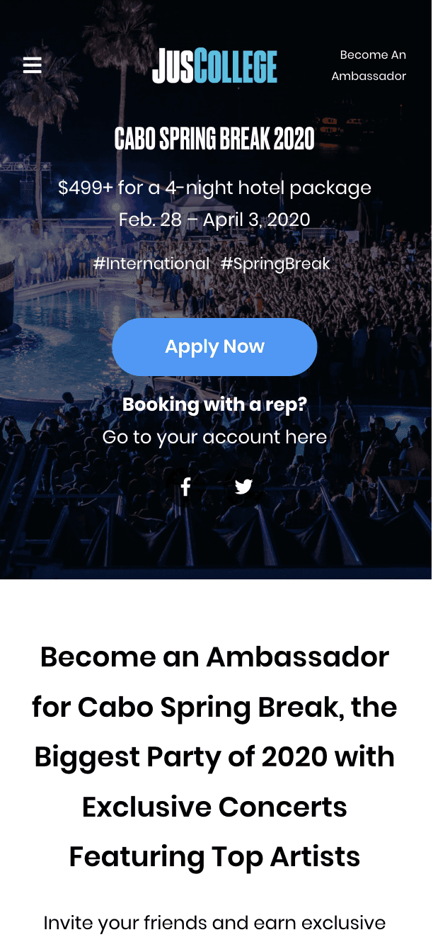 Original landing page